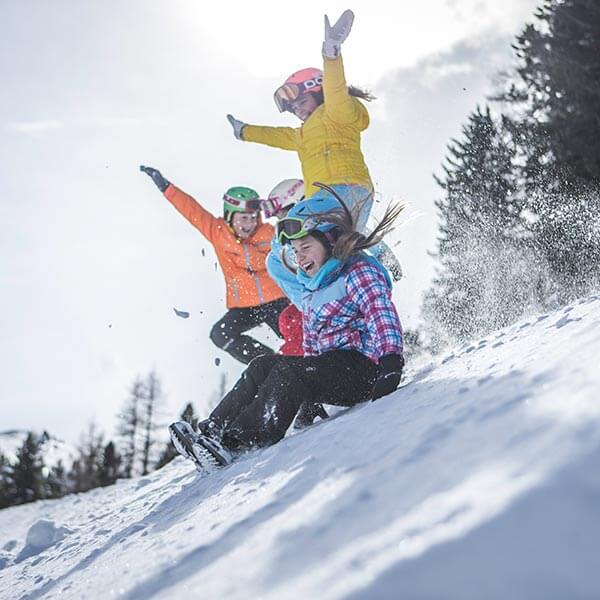 Winter fun in the snow with kids in Val Casies